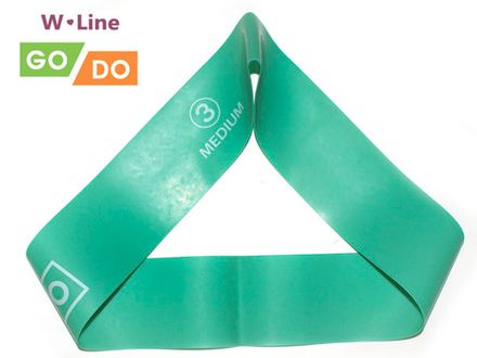 Эспандер-петля GO DO W-Line (3). Цвет: зелёный. Длина в сложенном виде 30,5 см. Ширина 5 см. Толщина 0,7 мм. W-650-0.7