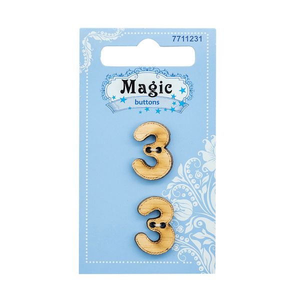Украшения декоративные: пуговицы Цифра Три, 2 шт, Magic Buttons BBLWA65-32L