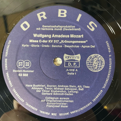 Винтажная виниловая пластинка LP W. A. Mozart, В. А. Моцарт, Kronungsmesse C Dur KV 317, KV 339 (Германия 1975)