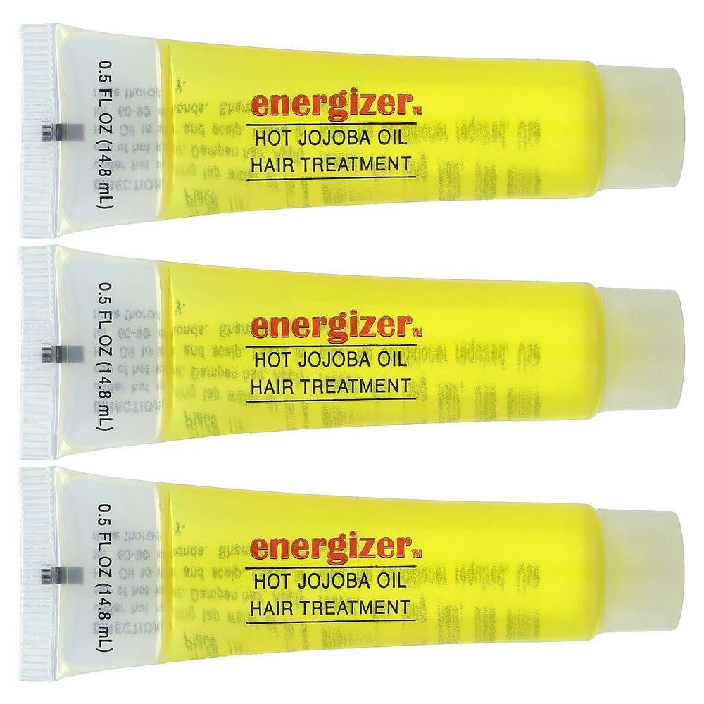 Hobe Labs, Energizer, лечение волос горячим маслом жожоба, 3 тюбика с повторно закрывающейся крышкой, 14,8 мл каждый