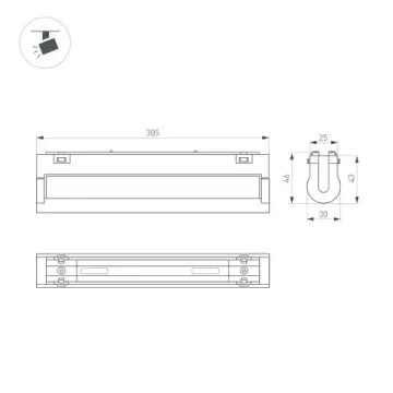 Магнитный трековый светильник 12W 3000К/4000K/5700К 044187 чёрный MAG-VIBE-FLAT-TURN-L305-12W Day4000 TUYA Zigbee Arlight