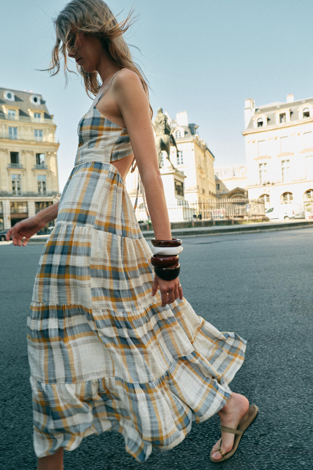 ДЛИННОЕ ПЛАТЬЕ В КЛЕТКУ — ZARA