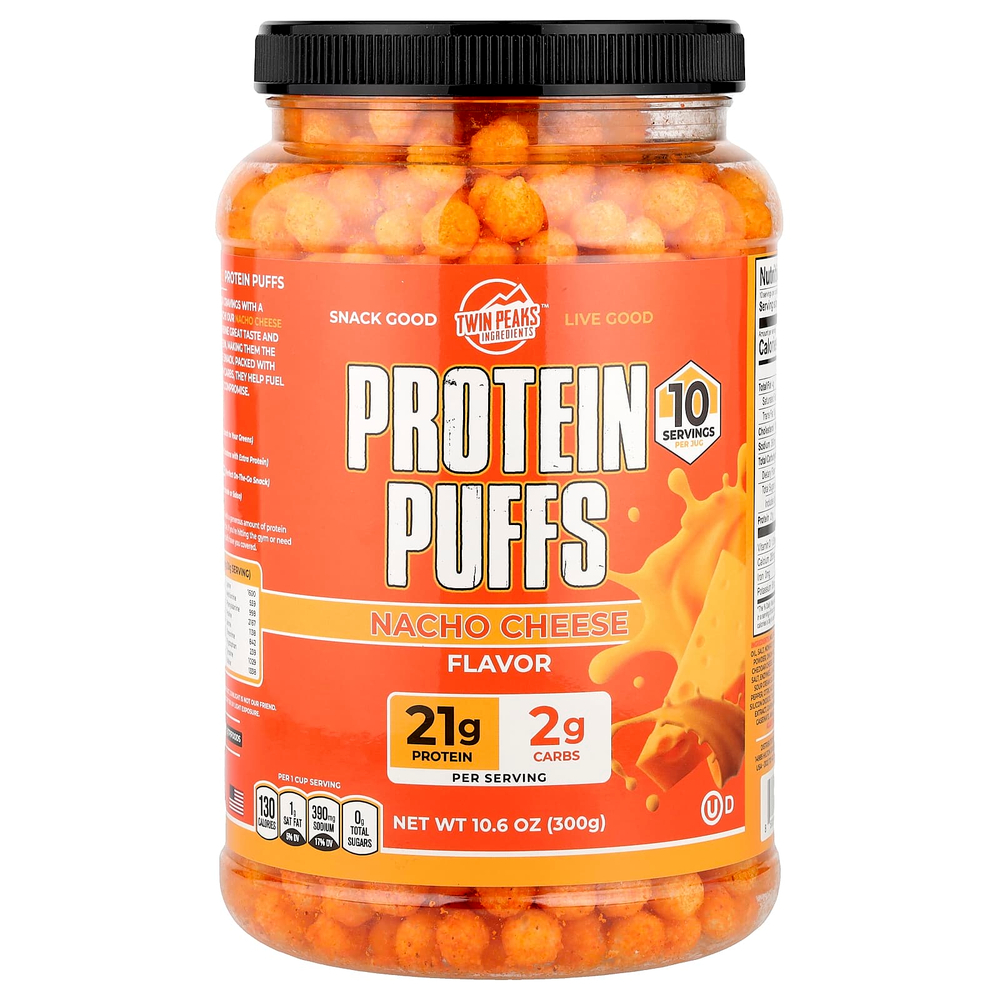 Twin Peaks Ingredients, Protein Puffs, сыр начо, 300 г (10,6 унции)