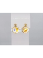 Серьги с рисунком "День и ночь" на перламутре, серебро 925