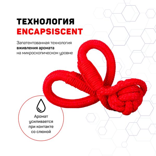 Жевательный канат Playology TOUGH TUG KNOT для щенков 4-8 месяцев с ароматом говядины, цвет красный
