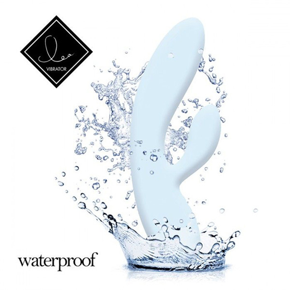 Нежно-голубой вибратор-кролик 20,2см Feelz Toys Lea Rabbit Vibrator