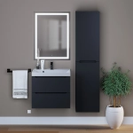 Тумба с раковиной Uperwood Tanos 70 см, подвесная, матовая, черная