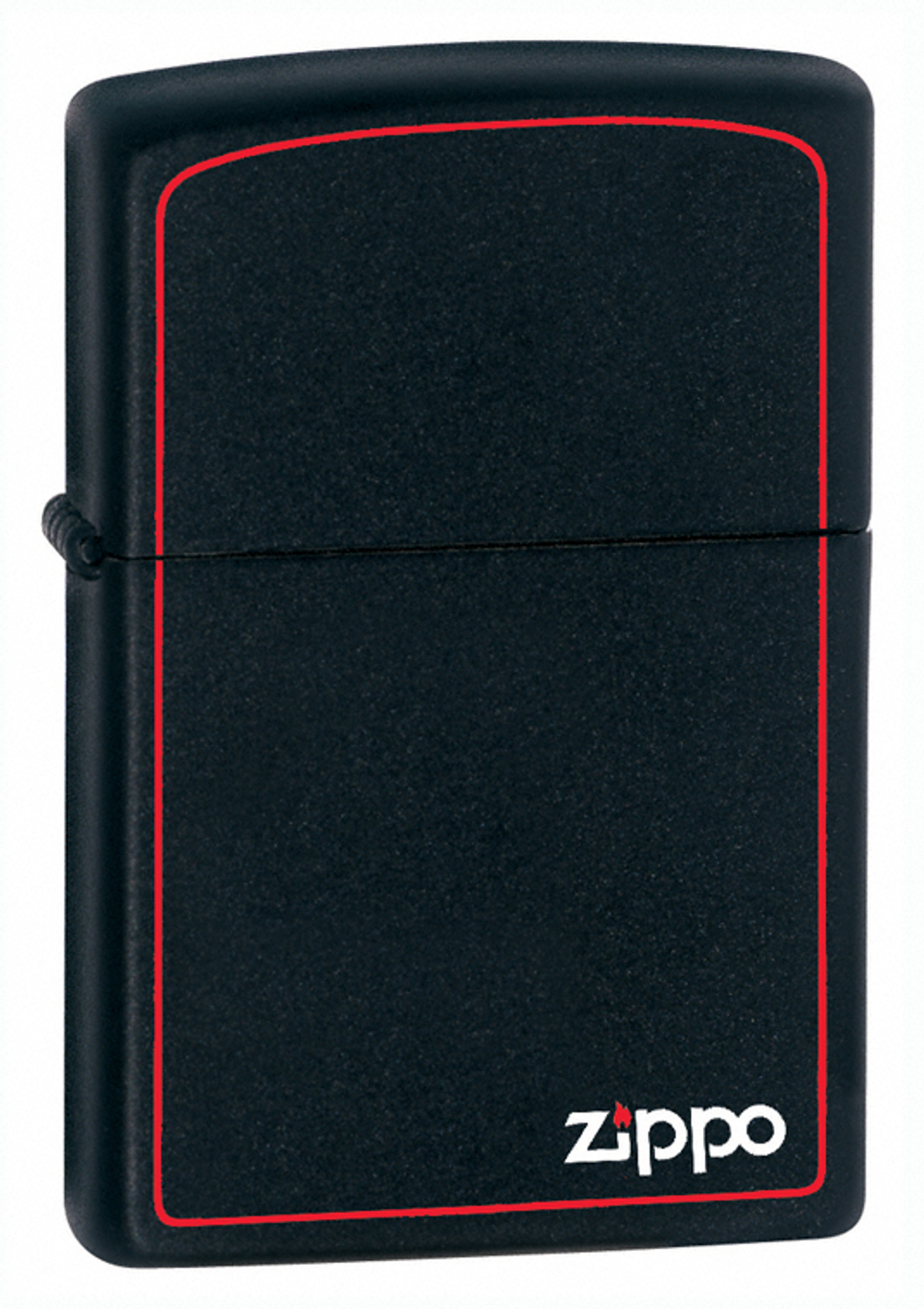 218ZB Зажигалка ZIPPO Classic Black Matte, латунь/сталь, чёрная с фирменным логотипом и красной окантовкой, матовая, 38x13x57 мм