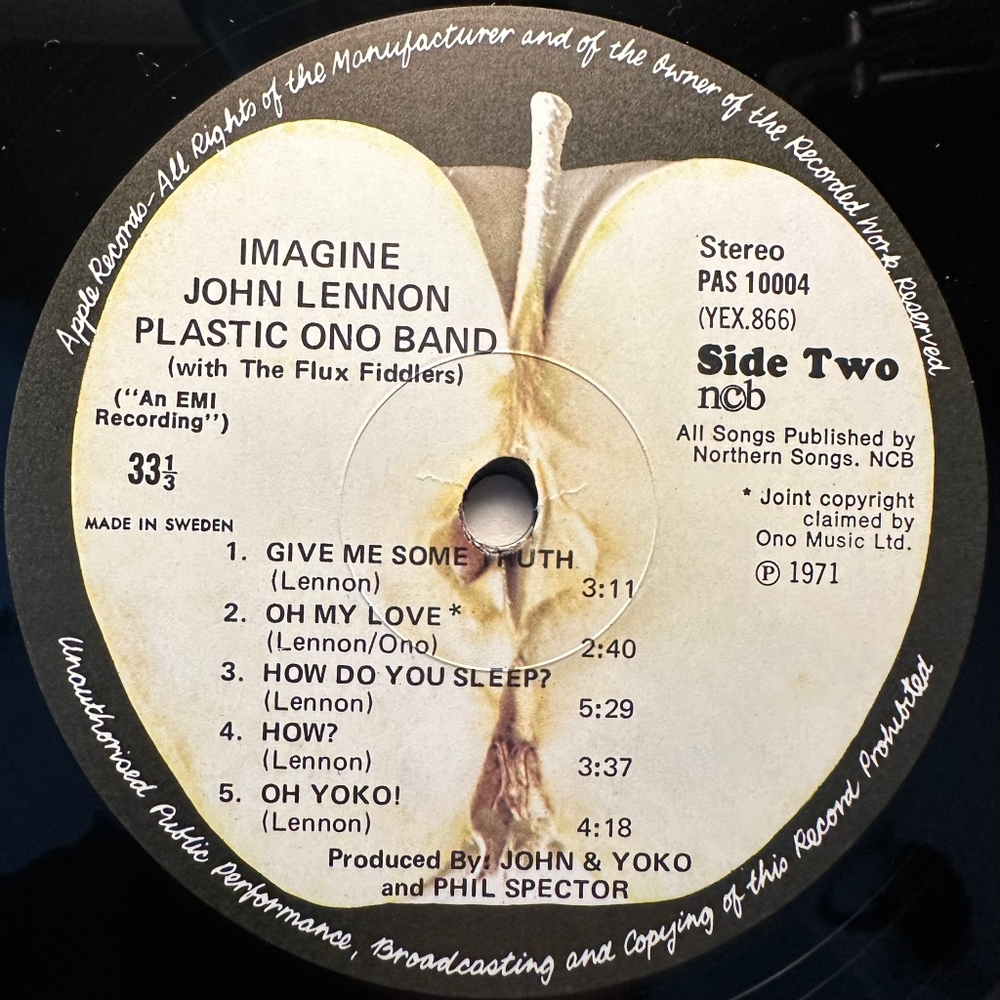 John Lennon, Plastic Ono Band With The Flux Fiddlers ‎– Imagine  (Швеция 1971г.)