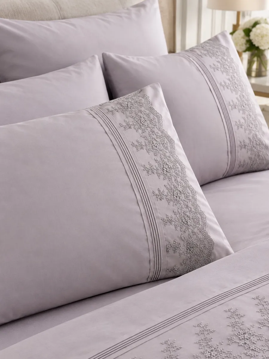 Gelin Home КПБ 6 пр. BAHAR серый цвет пододеяльник 200*220, простынь 240*260, наволочки 50*70 2шт, декоративные наволочки 50*70 2шт (2) — фото 2