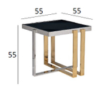 Стол журнальный Garda Decor черное стекло, хром+золото 55*55*55 см