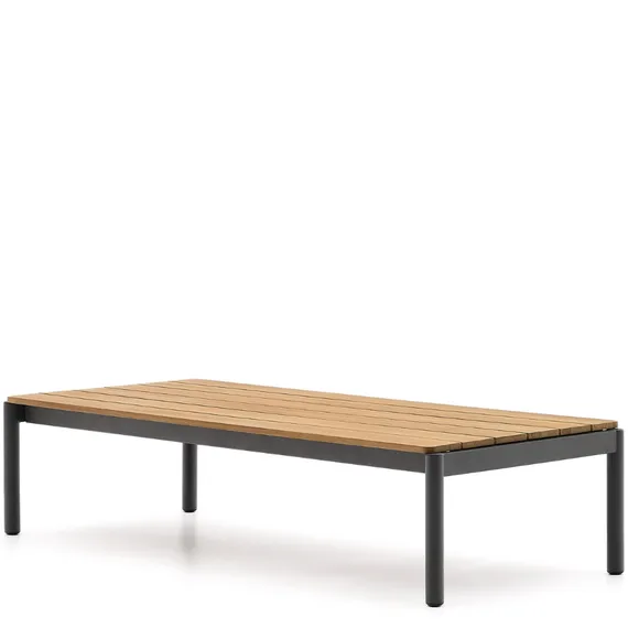 Журнальный столик Sorells, 145x63х35 см, массив тика, серый алюминий