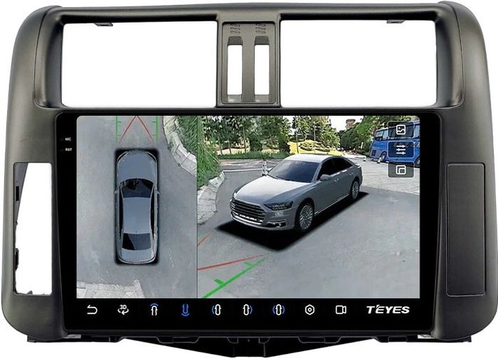 Магнитола для Toyota Land Cruiser Prado 150 2009-2013 (рамка графит) - Teyes CC3-2K-360 на Android 10, Быстрая, 2K QLED, CarPlay, 4G SIM-слот, 4 камеры в комплекте