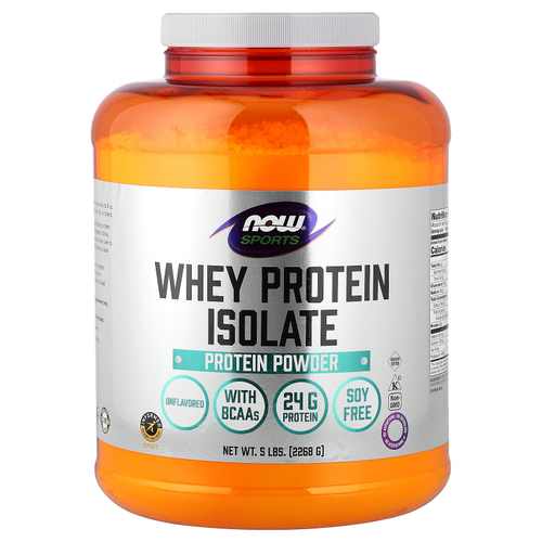 NOW Foods, Sports, изолят сывороточного протеина, без добавок, 2268 г (5 фунтов)