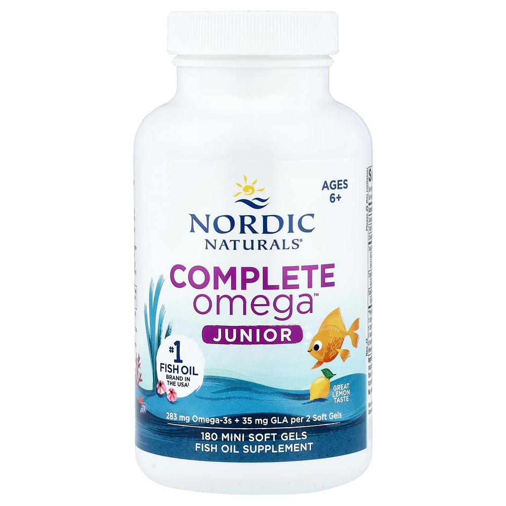 Nordic Naturals, Complete Omega Junior, для детей от 6 лет, со вкусом лимона, 180 миникапсул