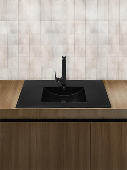 Раковина врезная (матовая черная) WeltWasser WW  DEILBACH 7517- 80 MT- BL 810х395х175
