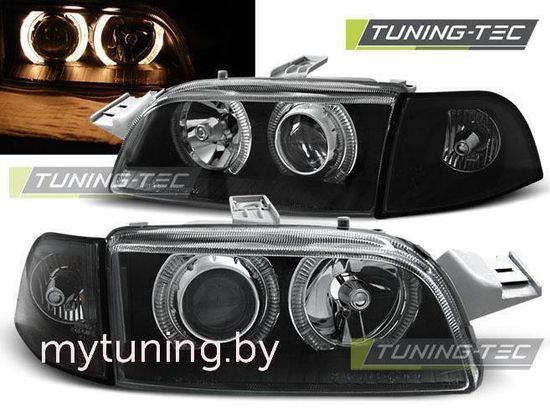 Передние фары Fiat Punto 1 angel eyes black