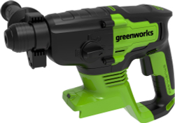 Перфоратор аккумуляторный GREENWORKS GD24SDS1 24В,SDS-plus,1.2Дж,3-режима,б/щ,без АКБ и ЗУ (3803107)