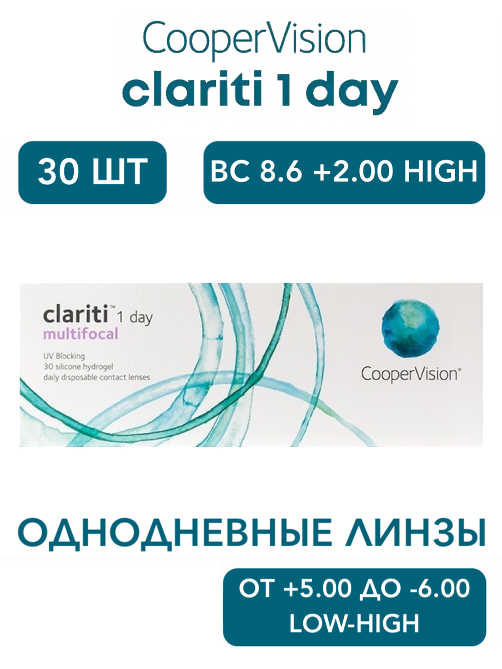 Однодневные контактные линзы Clariti 1-Day multifocal (уп. 30 линз)