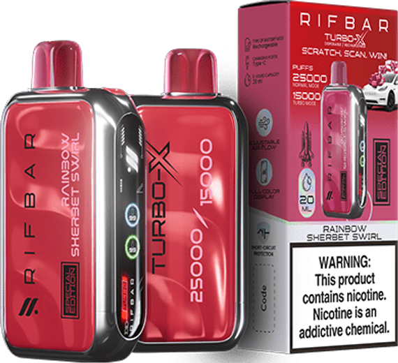 RIFBAR TURBO X 25000 - Rainbow Sherbet Swirl (5% nic)
