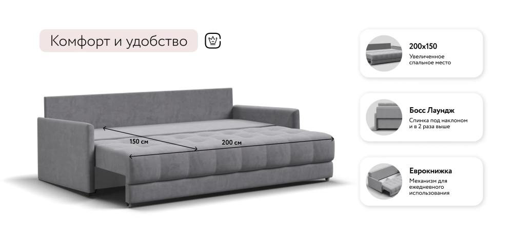 Диван Босс Про Лофт Велюр Роял агат