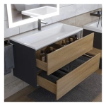 Тумба с раковиной Uperwood Barsa 90 см, раковина белая, подвесная тумба черная/дуб сонома