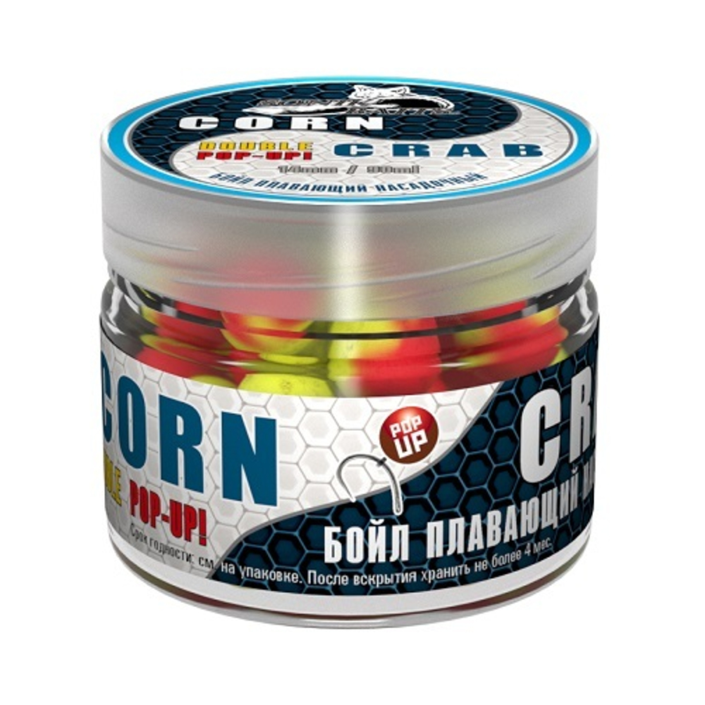 Бойлы насад. плав. двух цв. Sonik Baits 14мм CORN-CRAB Fluo Pop-ups 90мл