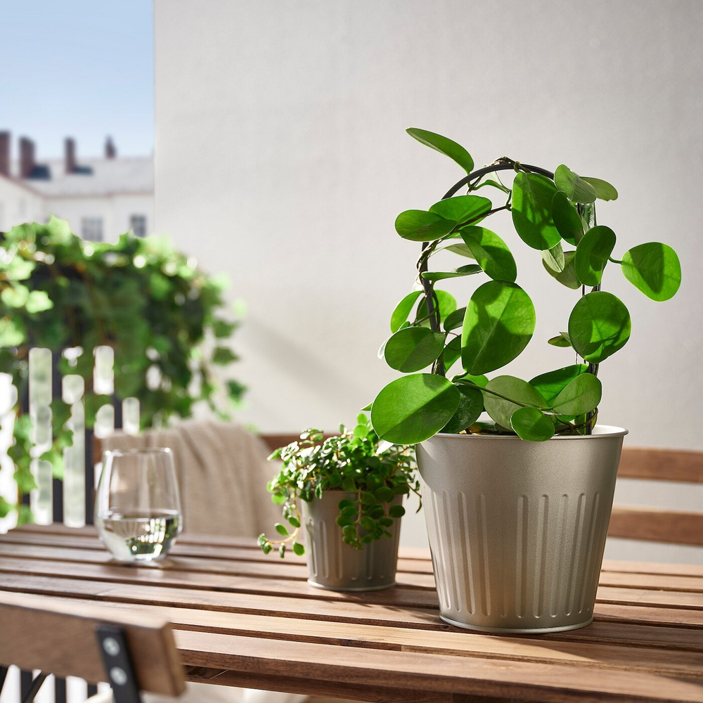 IKEA CITRONMELISS  (ИКЕА СИТРОНМЕЛИСС)  -  Крышка для цветочного горшка, закрытая/открытая/серая, 15 см