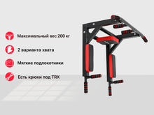Турник настенный 3 в 1 UNIX Fit для подтягиваний / Pull up 200