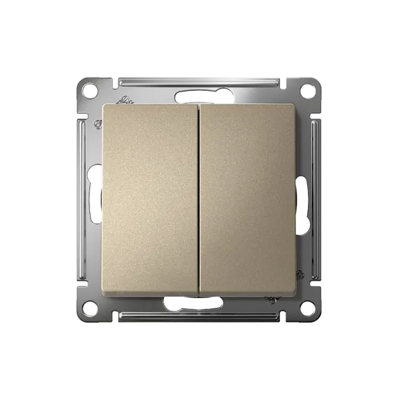 Выключатель двухклавишный Systeme Electric AtlasDesign Шампань ATN000551