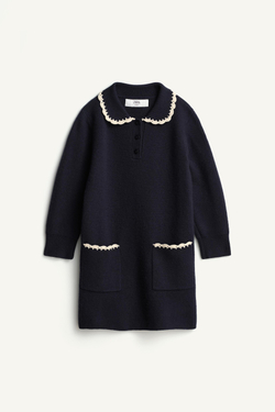ZARA ПЛАТЬЕ С КРУЖЕВОМ - LIMITED EDITION, ТЕМНО-СИНИЙ