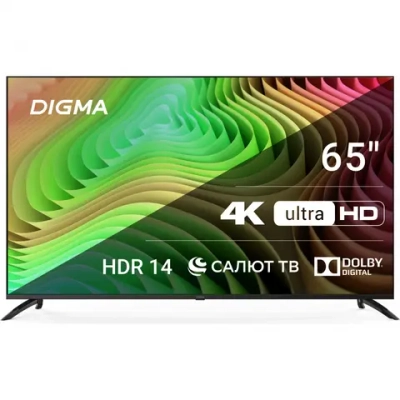 Телевизор LED Digma 65" DM-LED65UBB40 Салют ТВ Frameless Metal черный/черный 4K Ultra HD 60Hz DVB-T DVB-T2 DVB-C DVB-S DVB-S2 USB WiFi Smart TV