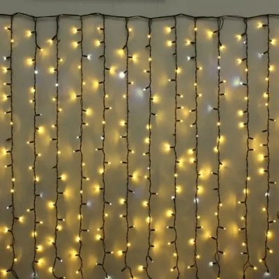 Гирлянда для улицы ЗАНАВЕС «Мерцание» ш2* в6,0 м 960 ламп LED, чёрный провод,1 реж.,IP-65, Теплый белый (возможность соединения)
