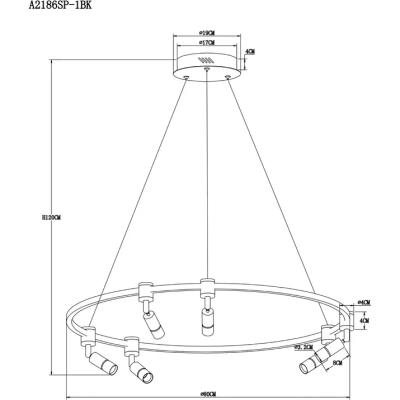 Подвесная люстра Arte Lamp RING A2186SP-1BK, 1хLED