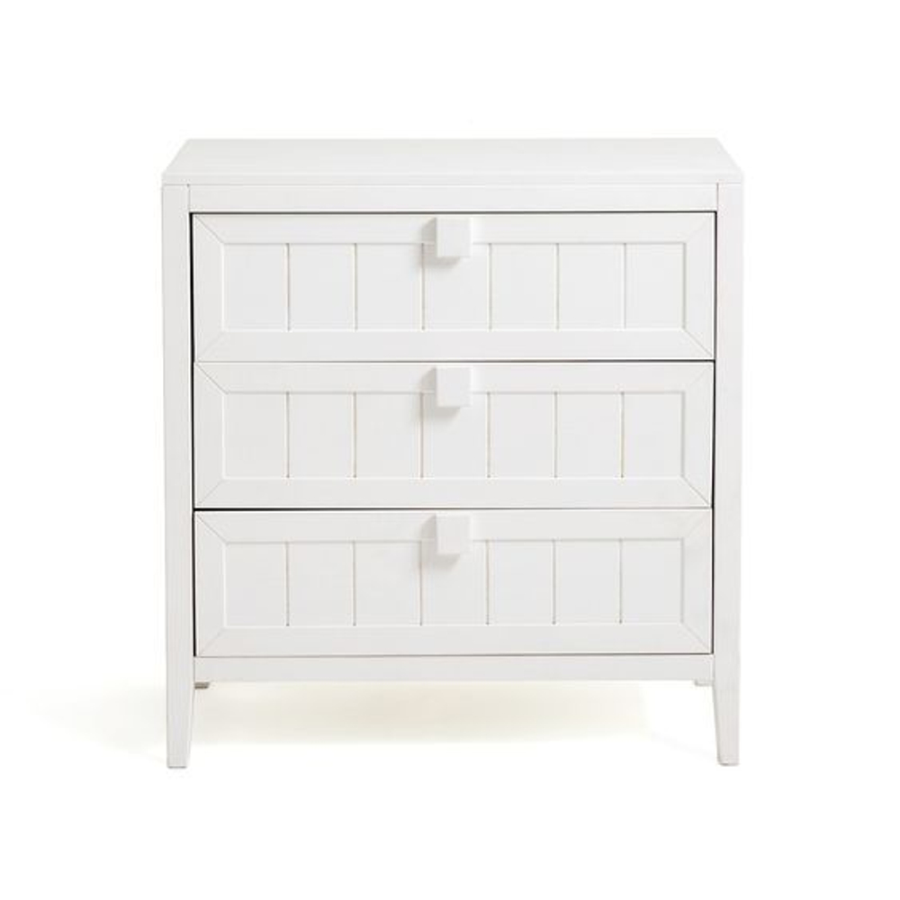 Комод 86x50x90, Карлос, с 3 ящиками для одежды, массив сосны, белый, Dipriz