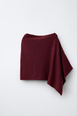 ZARA НАКИДКА ИЗ ТОНКОГО ТРИКОТАЖА, БУРГУНДИ