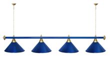 Лампа STARTBILLIARDS 4 пл. (плафоны синие,штанга золотая,фурнитура золото)