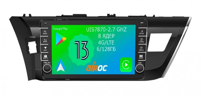 Магнитола для Toyota Corolla 2013-2016 - Airoc AB-1103 (кнопки и крутилки), Android 13, Быстрая, SIM-слот, CarPlay