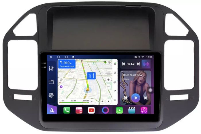 Магнитола для Mitsubishi Pajero 3, Montero 3 1999-2006 (рамка черная) - FarCar S400-TS18 монитор 9.5" QLED на Android 14, CarPlay, 4G SIM-слот