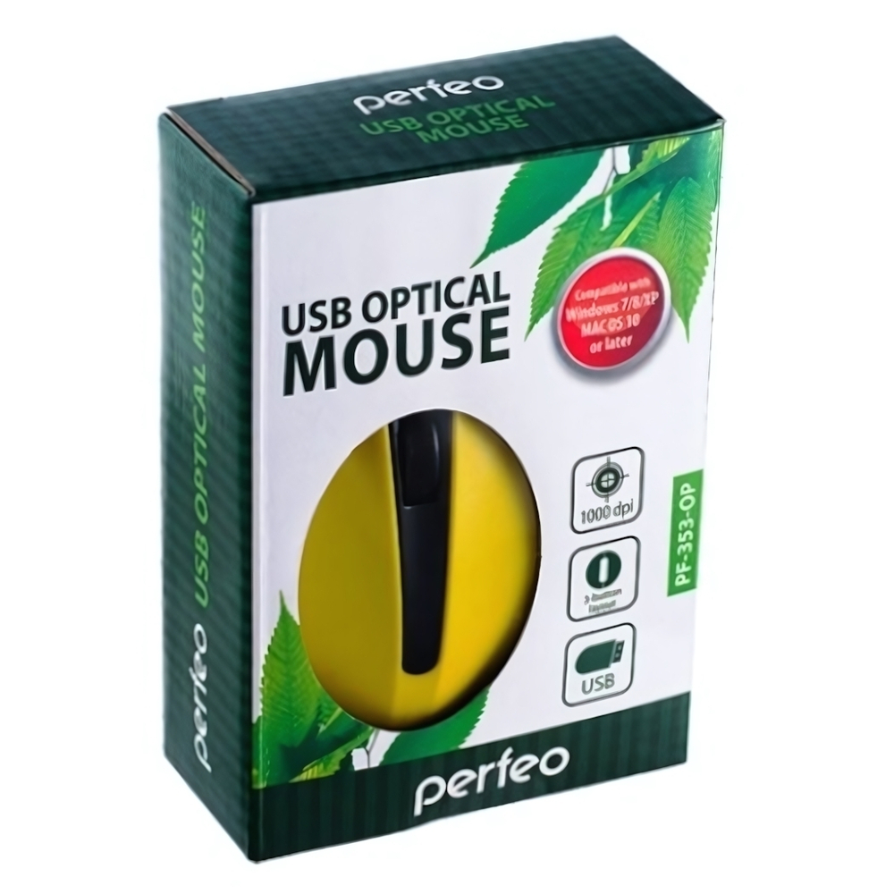Мышь проводная Perfeo PF-353-OP-Y Rainbow Black/Yellow