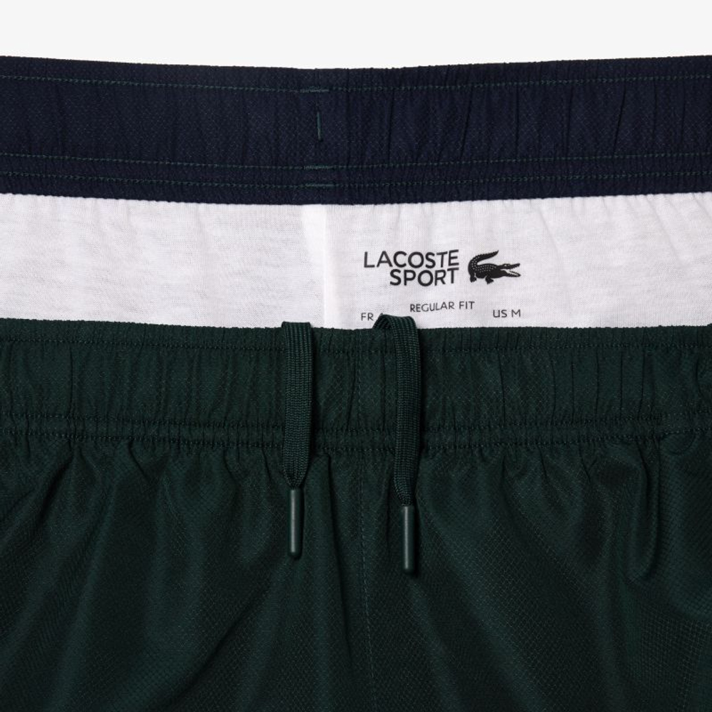 Мужские теннисные шорты Lacoste Recycled Fiber Shorts - green/navy blue/white