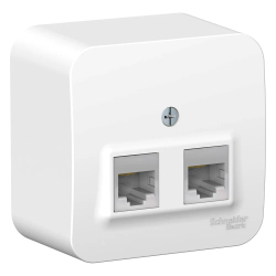 BLANCA О/У РОЗЕТКА двойная компьютерная RJ45, кат.5E, ИЗОЛ.ПЛ., БЕЛЫЙ