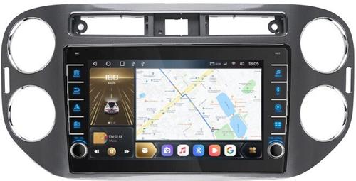 Магнитола для Volkswagen Tiguan 2011-2017 (рамка серая) - Kuberg OL-9908-2 (кнопки и крутилки), Android 12, Быстрая, CarPlay, 4G SIM-слот