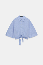 РУБАШКА ИЗ СМЕСОВОГО ЛЬНА С УЗЛОМ — ZARA