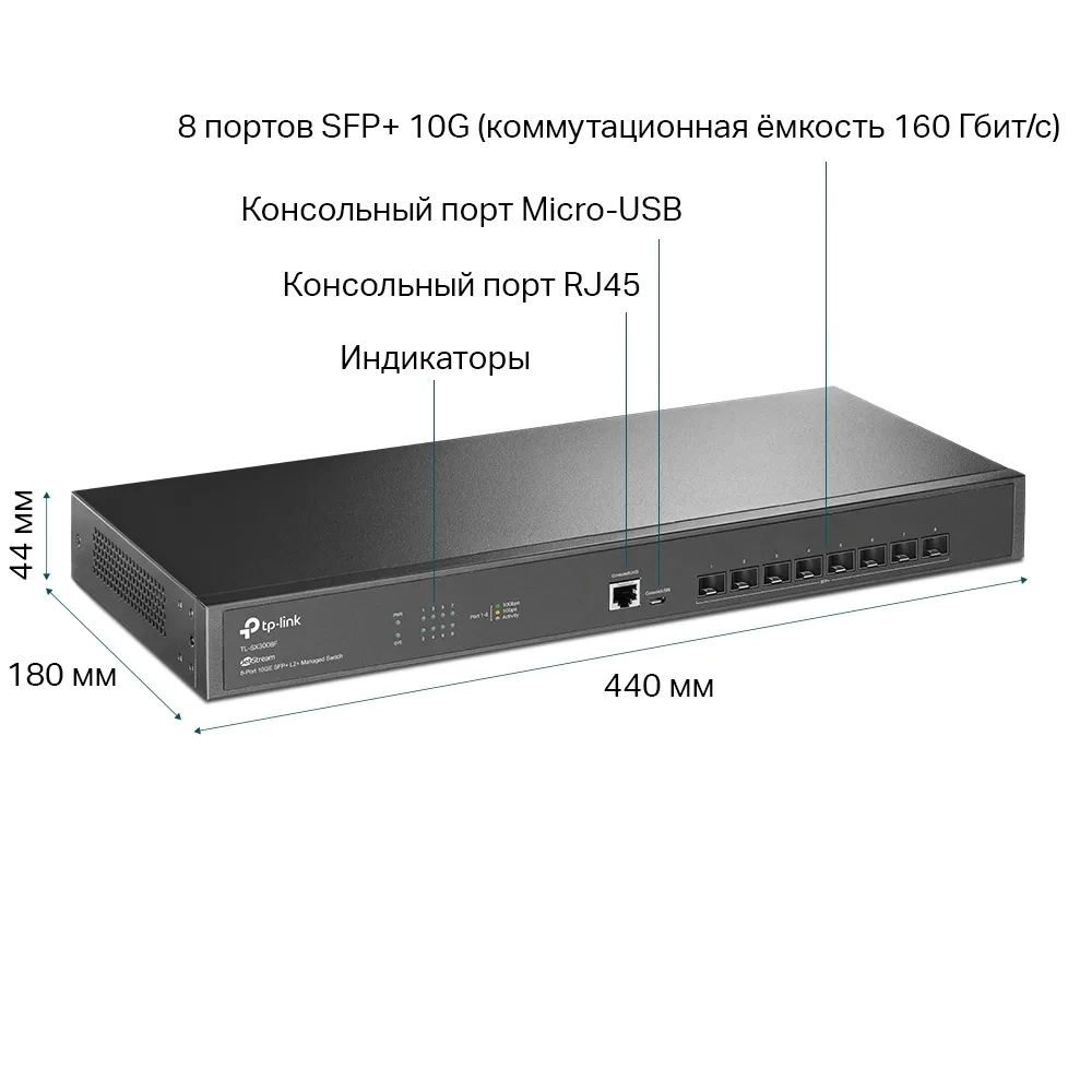 Коммутатор TP-Link TL-SX3008F 8SFP+