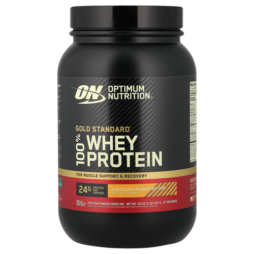 Optimum Nutrition, Gold Standard® 100% Whey, сывороточный протеин, со вкусом шоколада и арахисовой пасты, 907 г (2 фунта)