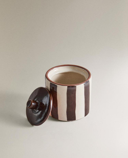 ZARA HOME БАНОЧКА ДЛЯ ВАННОЙ КОМНАТЫ В ПОЛОСКУ, КОРИЧНЕВЫЙ