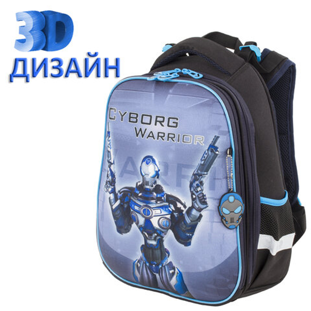 АКЦИЯ ЛИК Ранец BRAUBERG PREMIUM, 2 отделения, с брелком, "Cyborg", 3D панель, 38х29х16 см, 229910 И