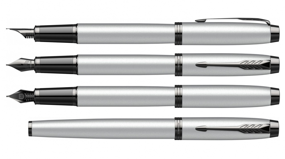 Перьевая ручка Parker IM Achromatic, Grey BT, перо: F, цвет чернил: blue, в подарочной упаковке.