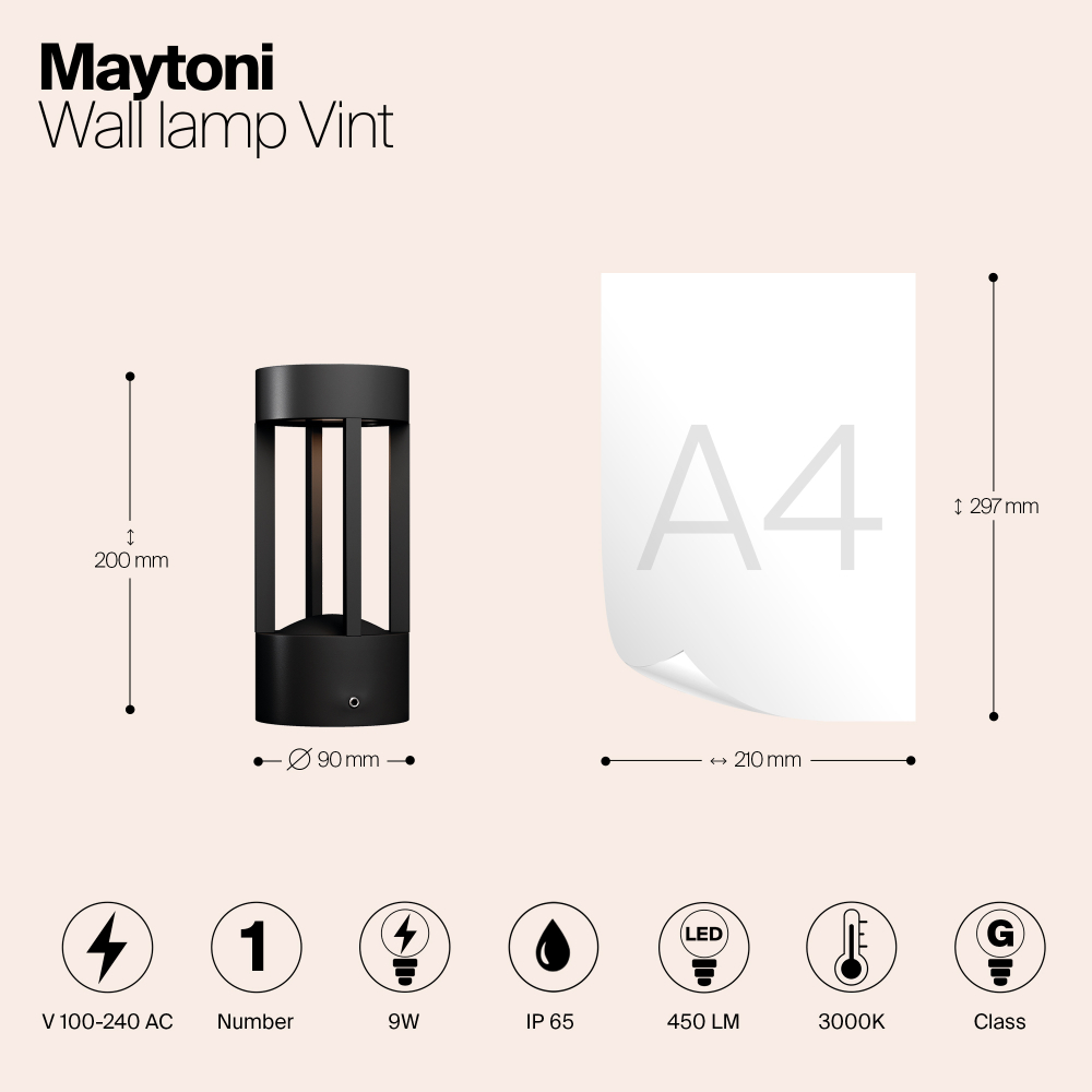 Уличный настенный светодиодный светильник Maytoni Vint O458WL-L9GF3K